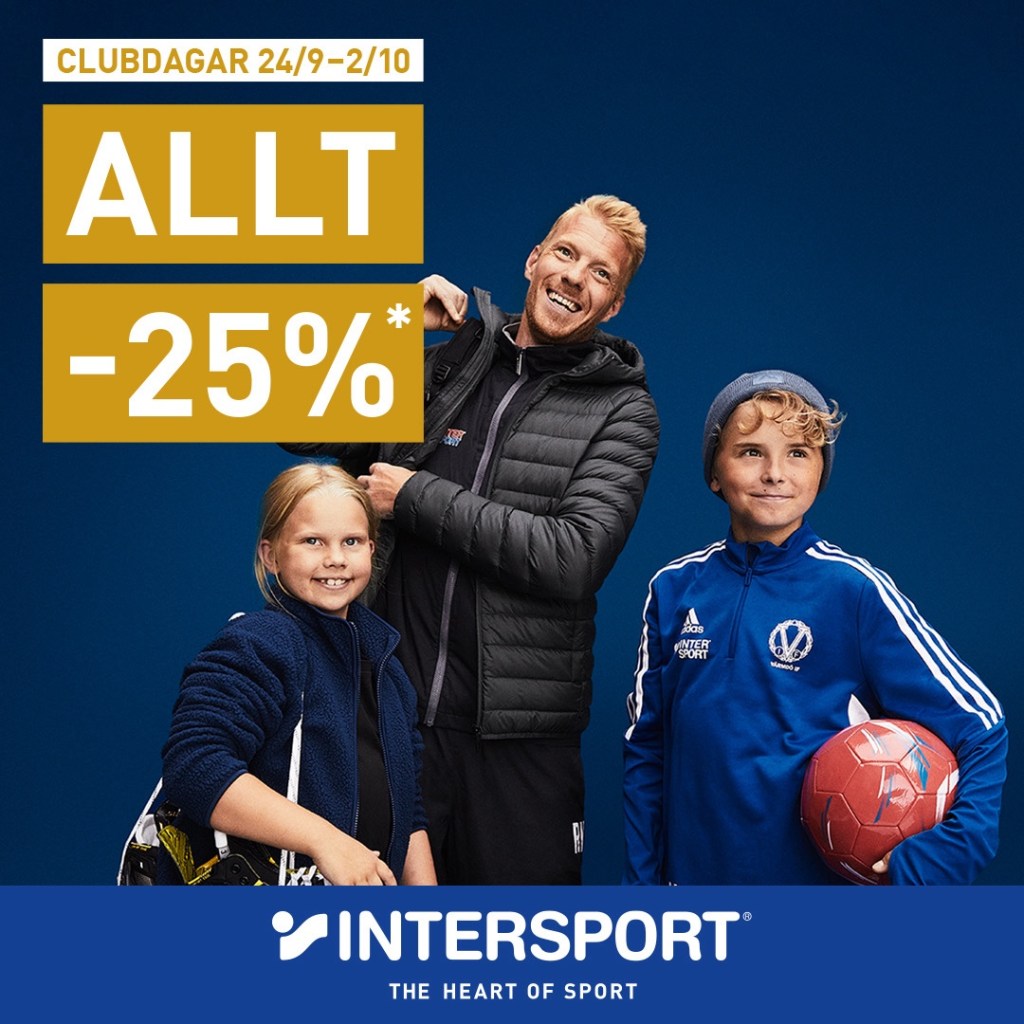 25% rabatt hos Intersport&nbsp;24/9-2/10